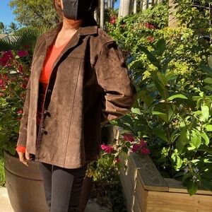 Vintage Chocolate Brown Leather Button down jacket
